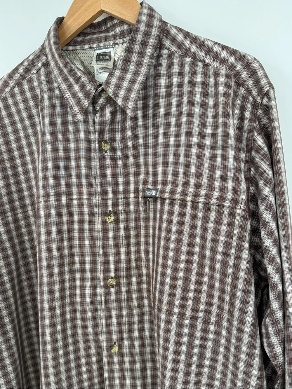 The North Face Mens Plaid Long Sleeve Button Up Hiking Shirt | Brown Multi | XL